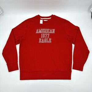 American Eagle Varsity Collegiate‎ Collegecore Crewneck Sweatshirt Red L 1977